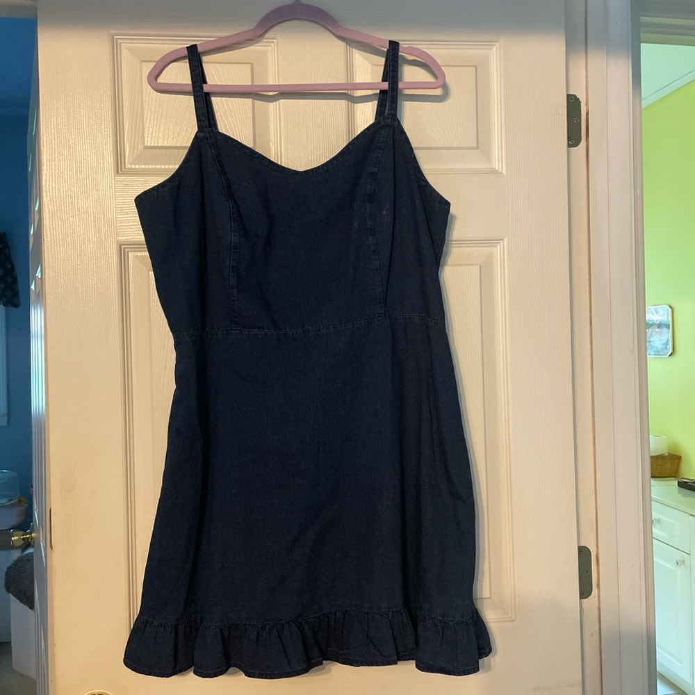 Old Navy XL Dark Blue Denim Dress with Ruffle Hem